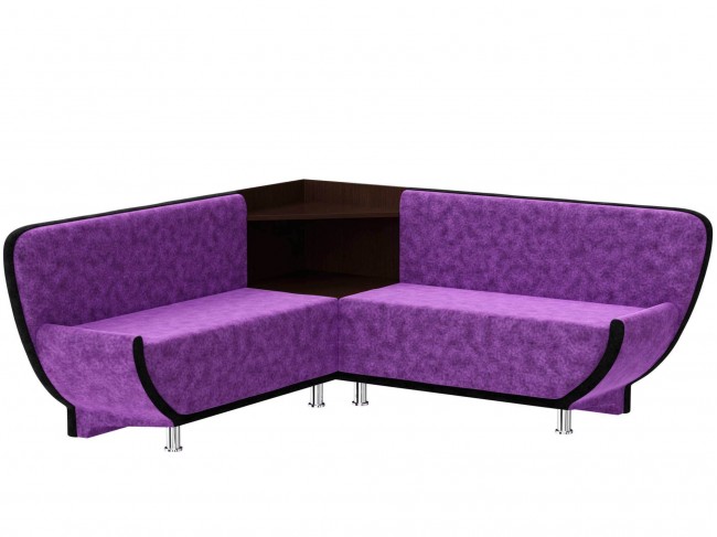 Прямой Кухонный диван, диван Лотос 178х82х178 Микровельвет Фиолетовый, Черный, артикул 10031458