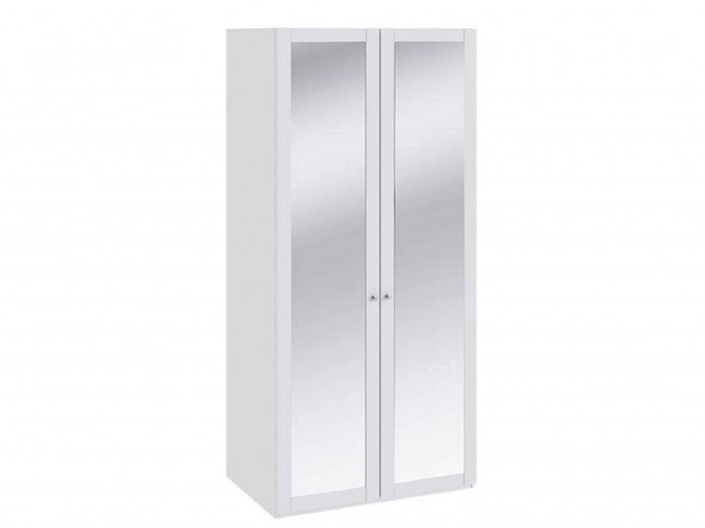 Шкаф для одежды с 2 мя зеркальными дверями Ривьера Белый 89х211х58 МДФ, Зеркало, артикул 10028999