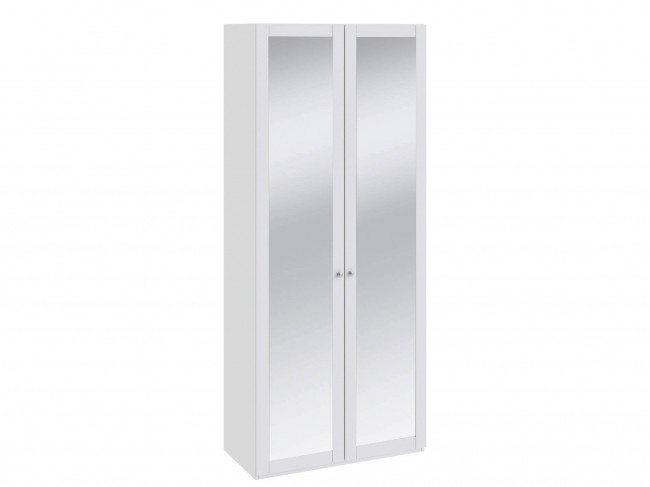 Шкаф для одежды с 2 мя зеркальными дверями Ривьера Белый 89х211х45 МДФ, Зеркало, артикул 10029008