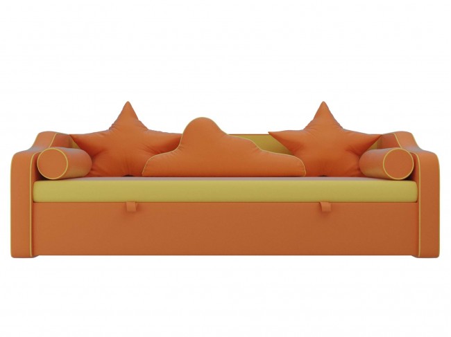 Прямой Диван Детский диван кровать Рико 209х75х102 Экокожа Оранжевый, Желтый, артикул 10152851