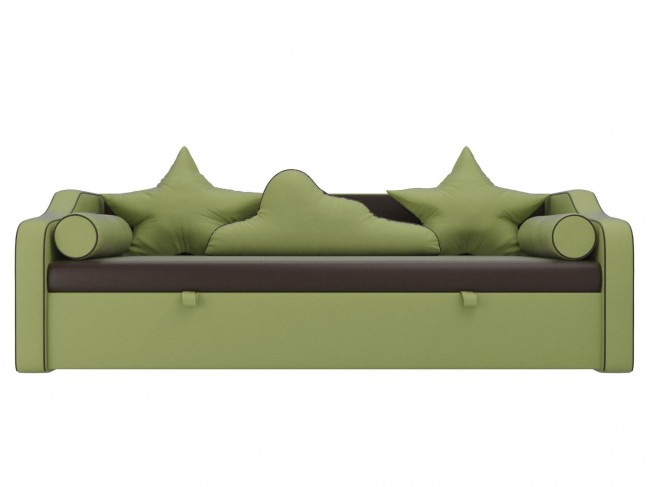 Прямой Диван Детский диван кровать Рико 209х75х102 Экокожа Коричневый, Зеленый, артикул 10152853