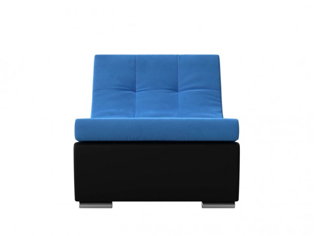 Модуль Кресло для модульного дивана Монреаль Велюр, Экокожа Черный, Голубой ЛДСП 77х78х106, артикул 10190632