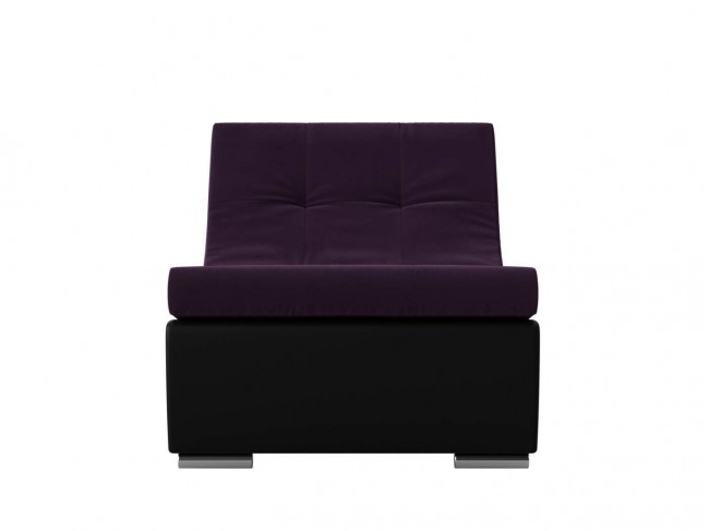 Модуль Кресло для модульного дивана Монреаль Экокожа, Велюр Черный, Фиолетовый ЛДСП 77х78х106, артикул 10190635