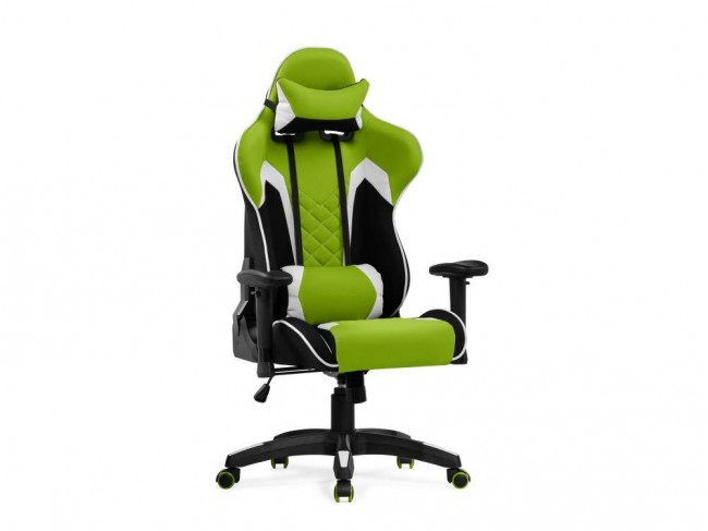 Prime черное / зеленое Компьютерное кресло Ткань Черный, Зеленый Пластик 70х125х70, артикул 10262278