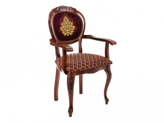 Кресло Adriano 2 вишня / патина Стул деревянный Ткань Красный Массив бука 96х55, артикул 10263244